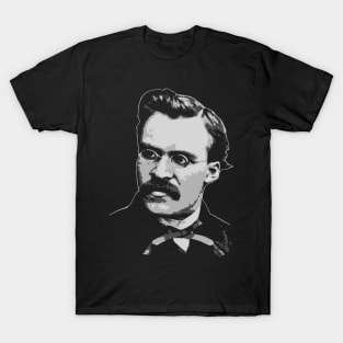 Friedrich Nietzsche Black and White T-Shirt